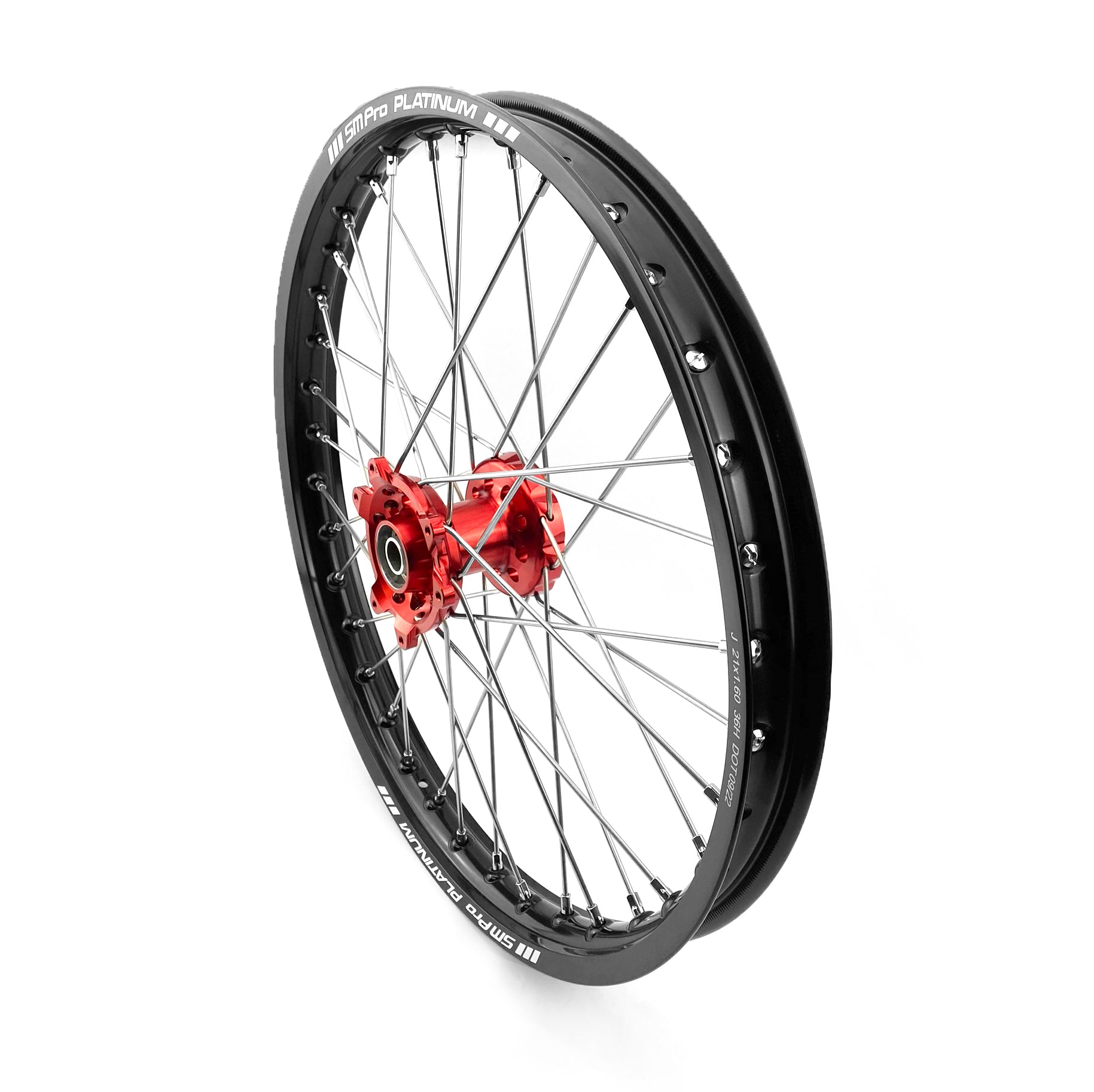 SM Pro 21x1.60 Wheel Hon Bk Gloss/red, MX-9000 Black Rim, Red Hub, SP153.03.80.01.99 Gloss Rim