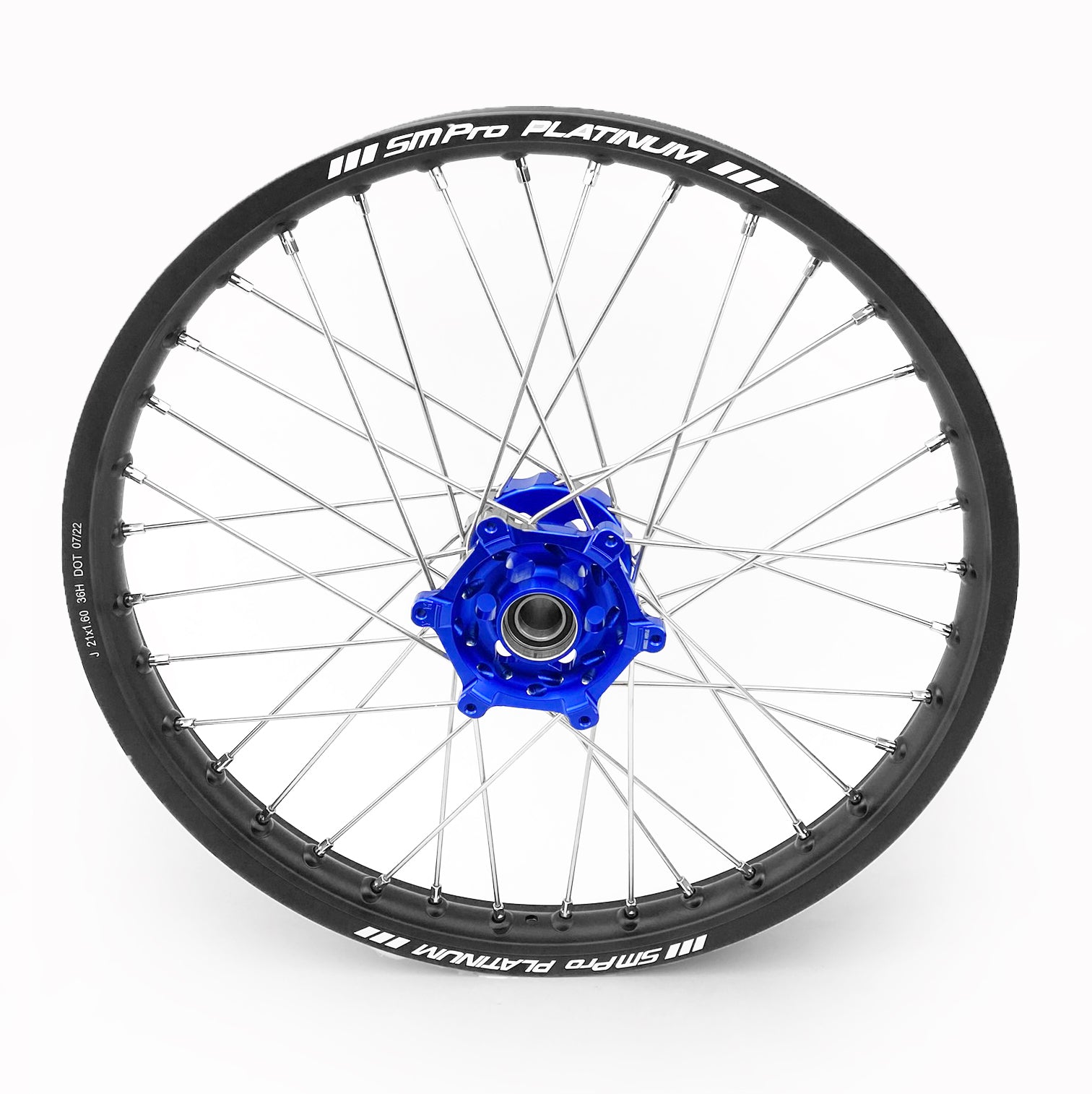 SM Pro 21x1.60 Wheel Yam Matt Bk/be Race, MX-4001 Matt Black Rim / Blue Hub, SP185.04.80.51.99 Matt Rim