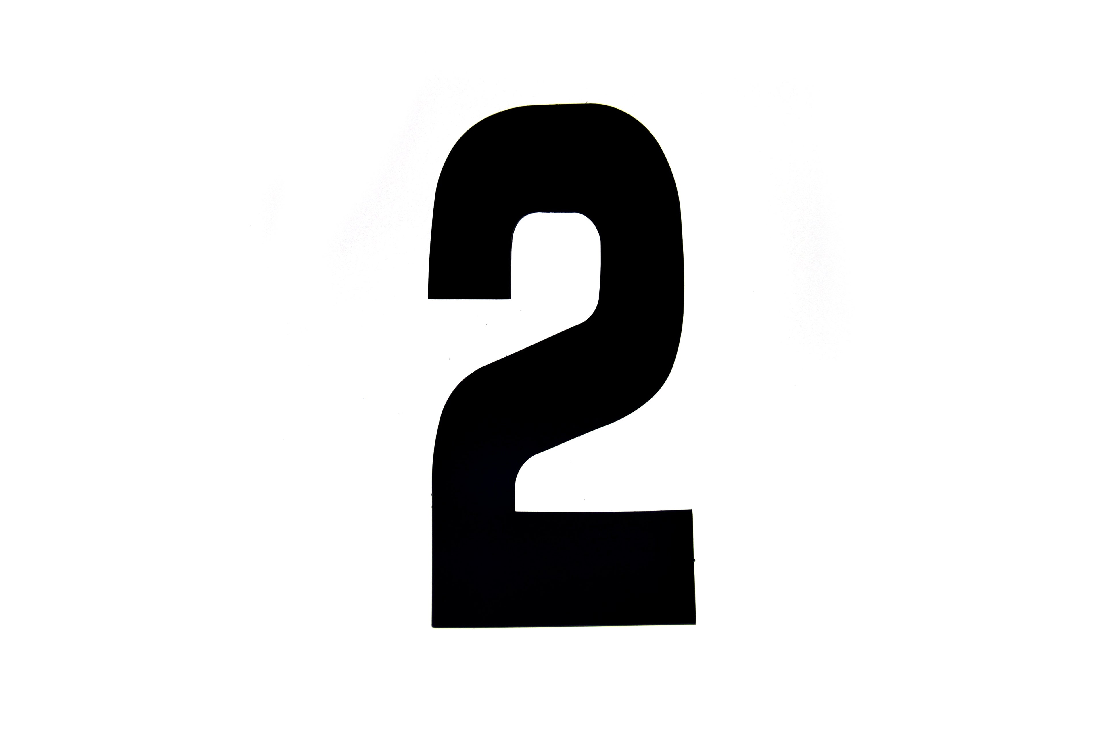 FIR Race Numbers - 2 Two - Black, Each / 15cm 6 / Vinyl Sticker