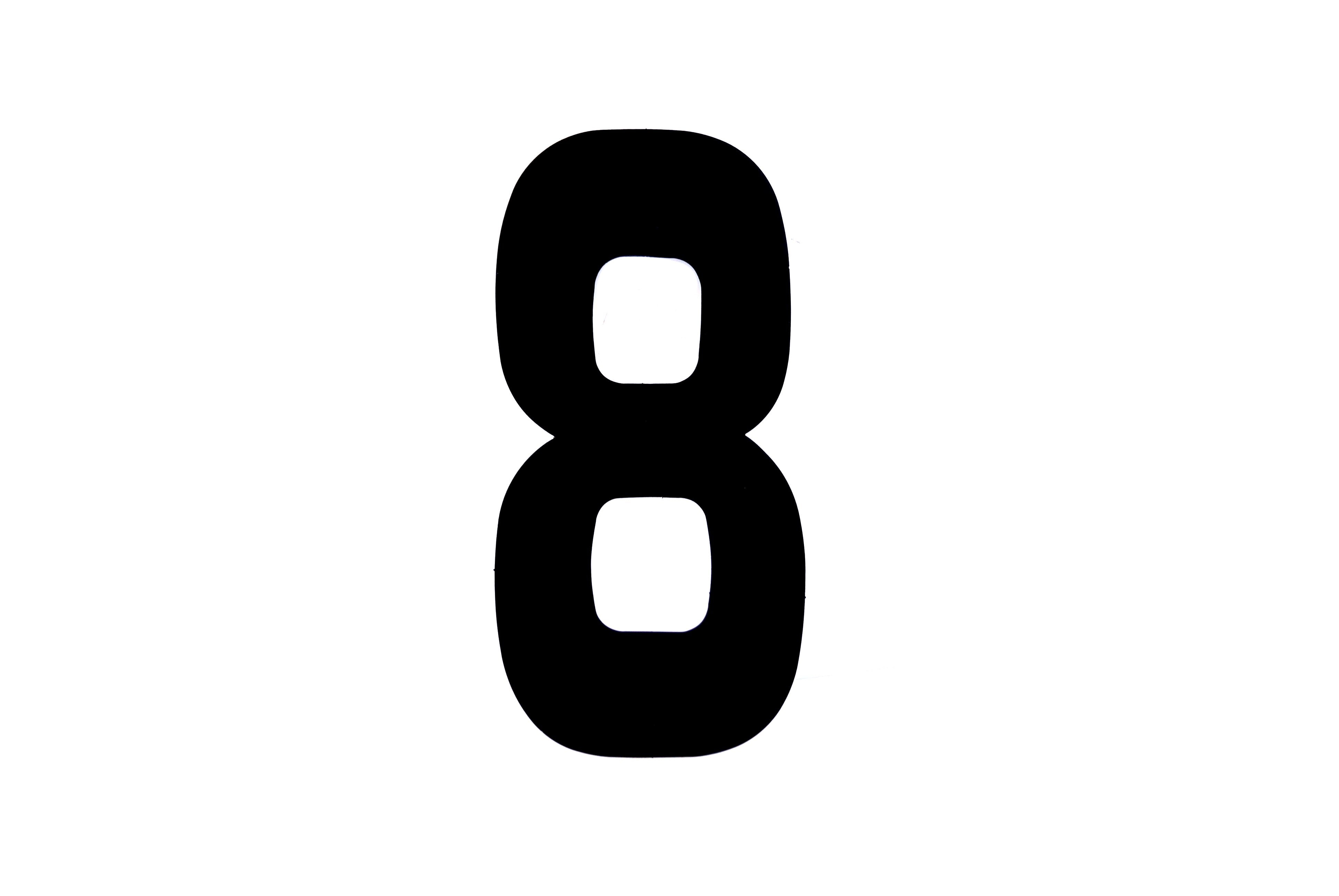 FIR Race Numbers - 8 Eight - Black, Each / 15cm 6 / Vinyl Sticker