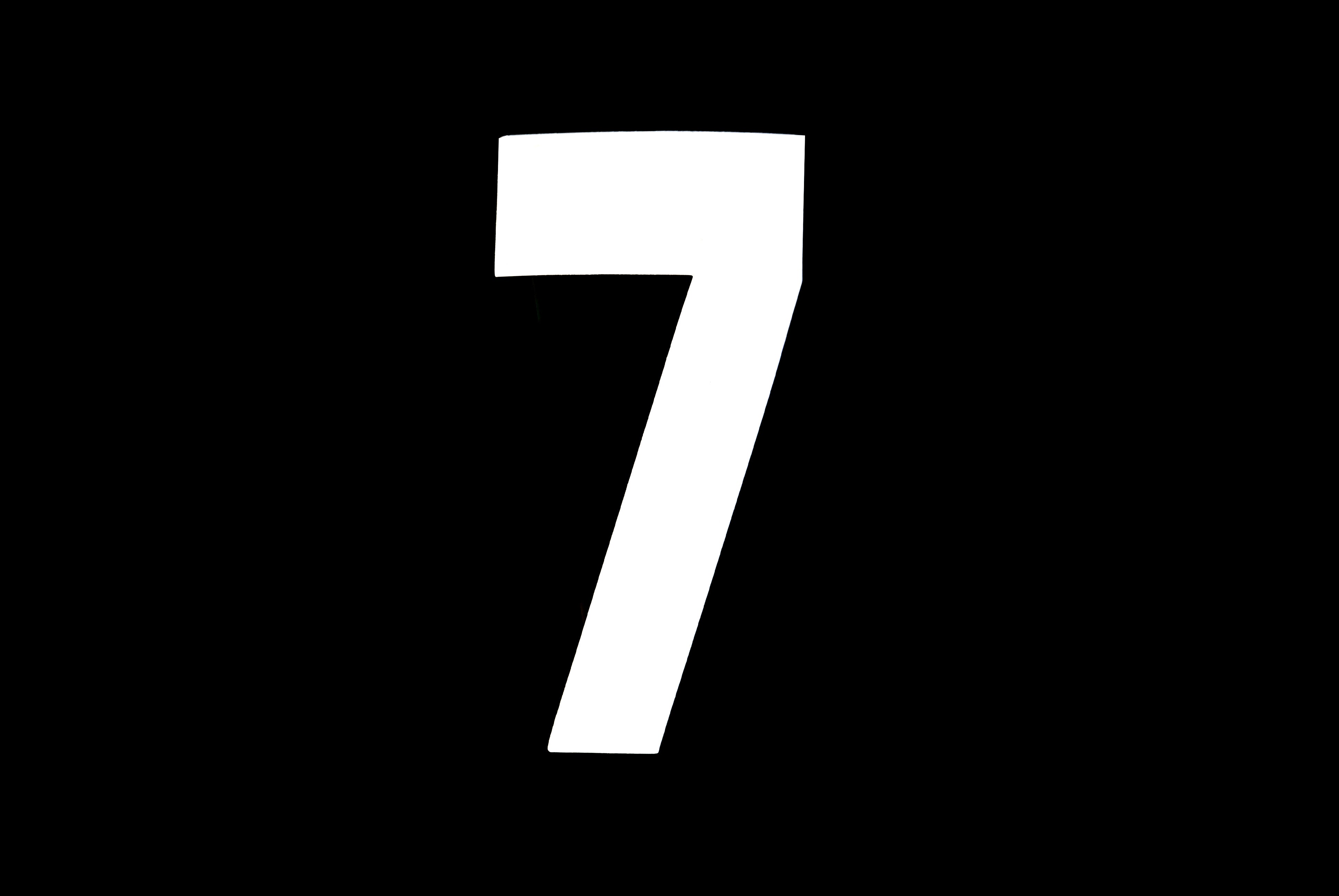 FIR Race Numbers - 7 Seven - White, Pack of 25 / 15cm 6 / Vinyl Sticker