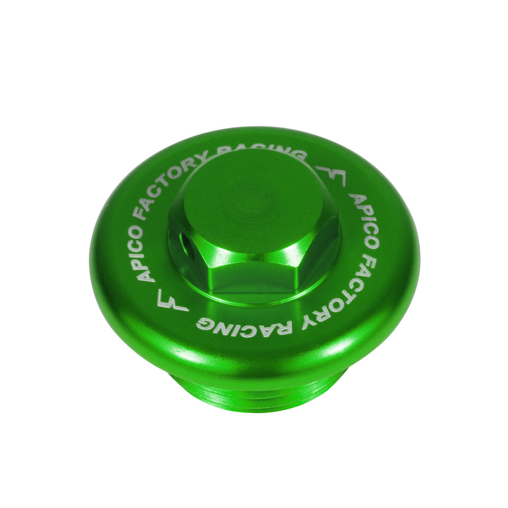 Apico Oil Fill Plug Aluminium Honda/Kawasaki/Yamaha/Suzuki >25 Short Green (R)