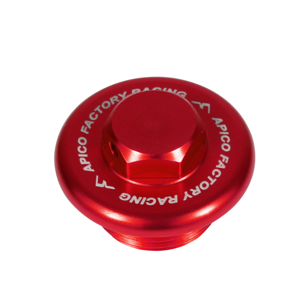 Apico Oil Fill Plug Aluminium Honda/Kawasaki/Yamaha/Suzuki >25 Short Red (R)