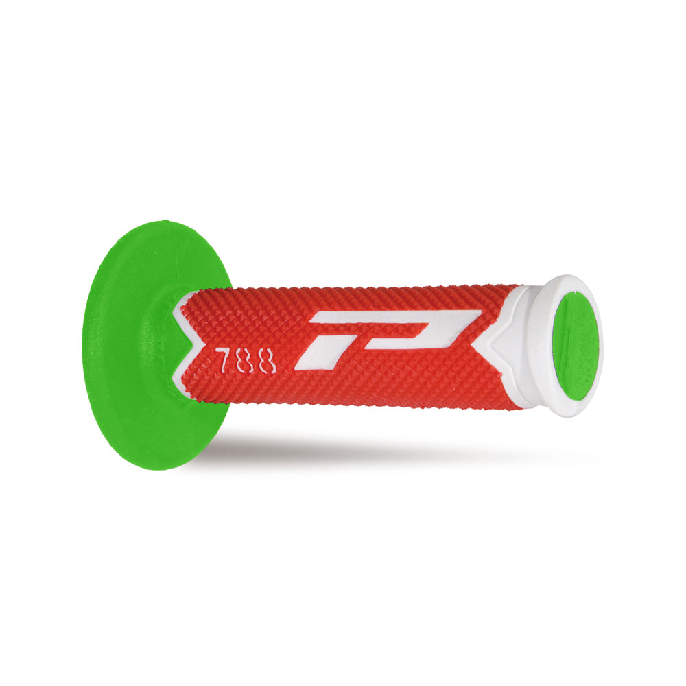 PRO GRIP HANDLEBAR GRIPS 788 WHITE/RED/FLO GREEN  RED