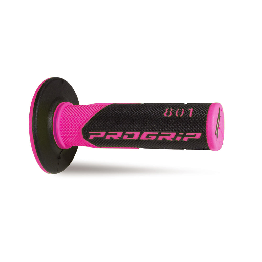 PRO GRIP HANDLEBAR GRIPS 801 FLO PINK/BLACK  FLUORESCENT PINK