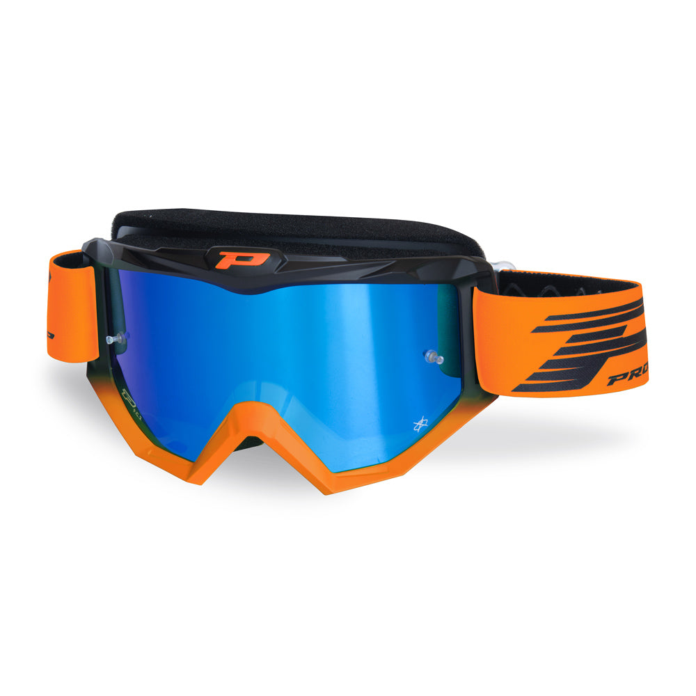 PRO GRIP ATZAKI TEAR OFF GOGGLE BLACK/FLO ORANGE MIRRORED LENS  ORANGE