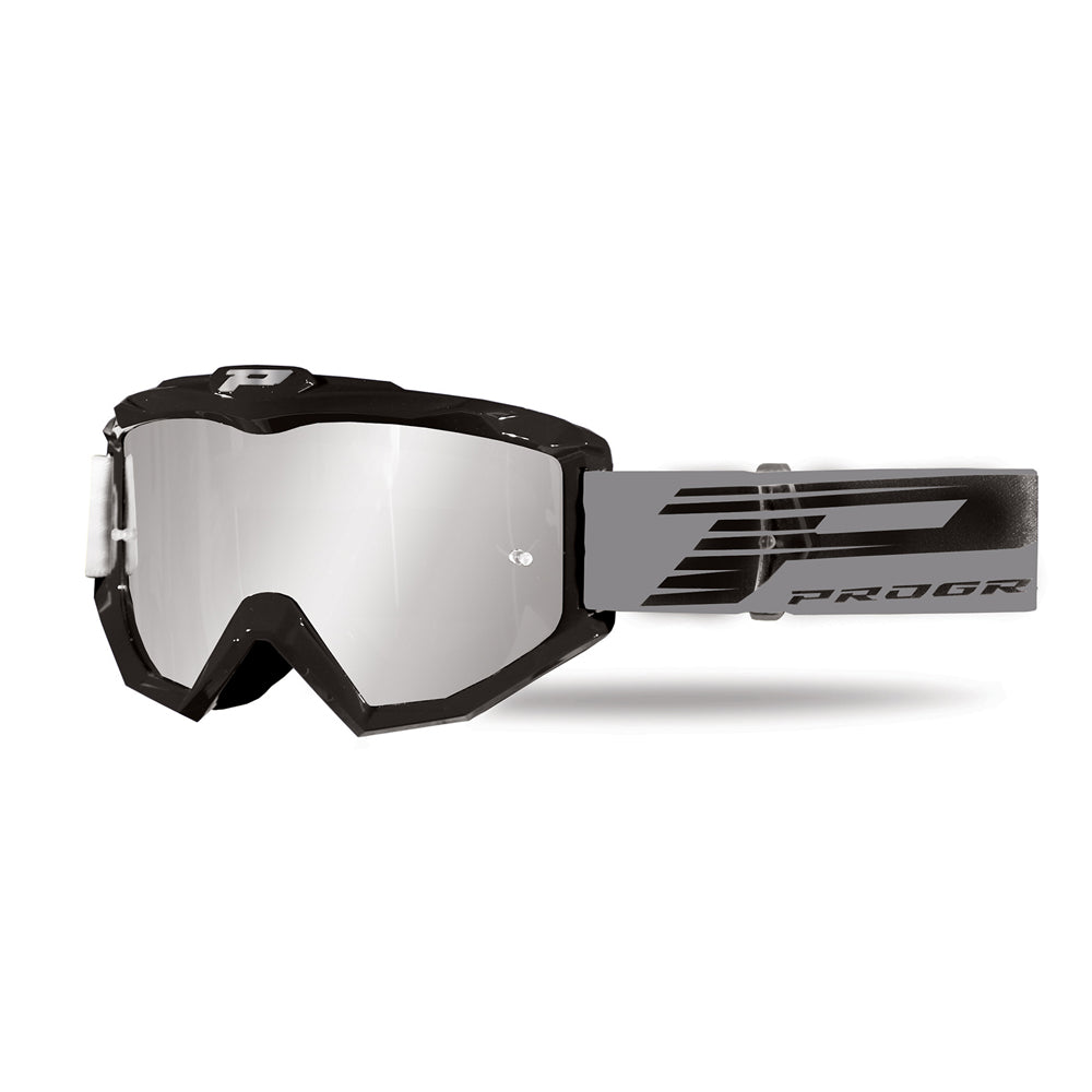 PRO GRIP ATZAKI TEAR OFF GOGGLE BLACK/SILVER MIRRORED LENS  SILVER