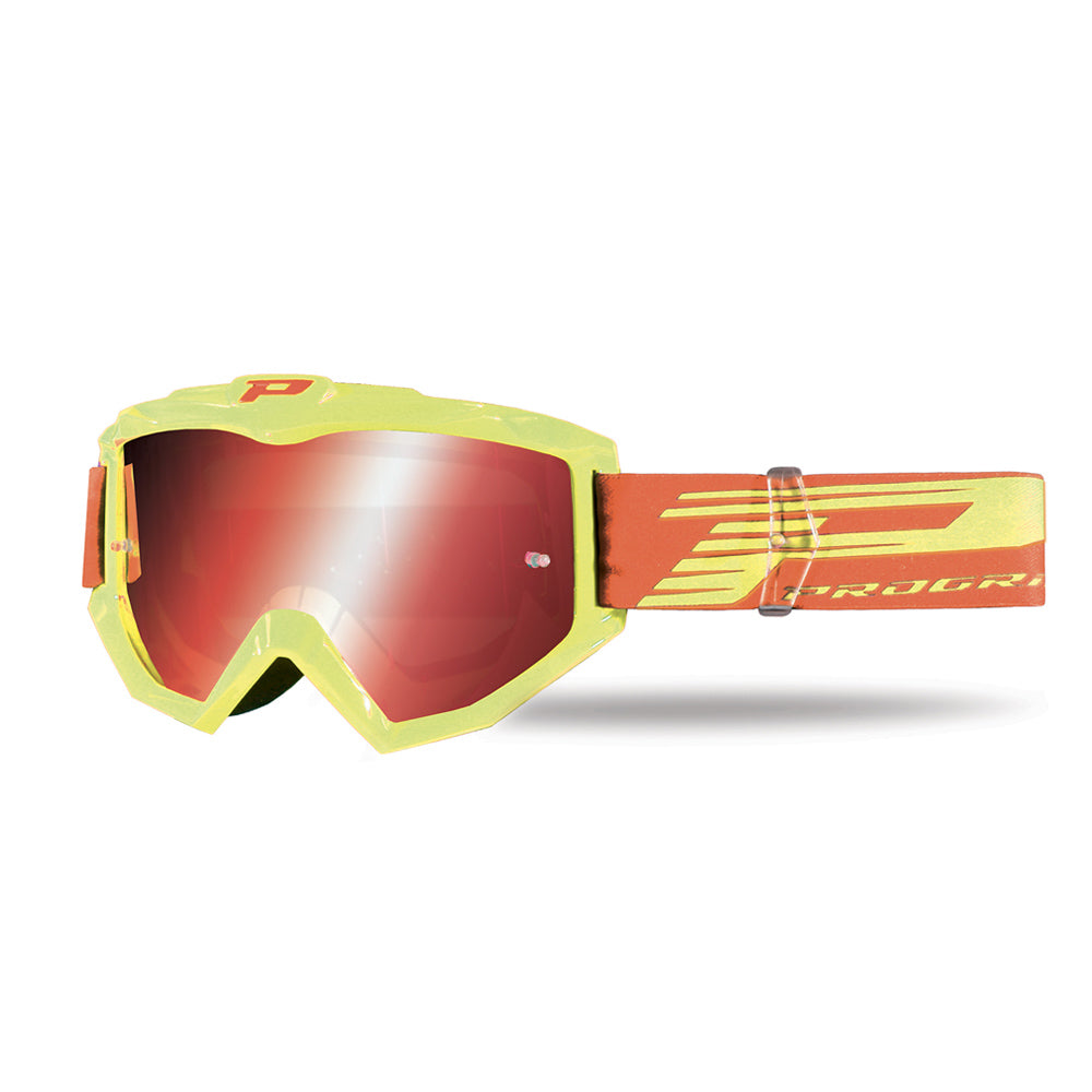 PRO GRIP ATZAKI TEAR OFF GOGGLE FLO YELLOW MIRRORED LENS  YELLOW