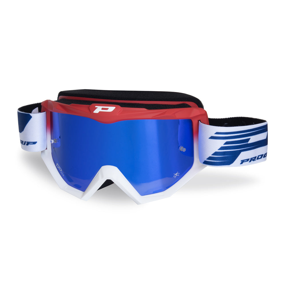 PRO GRIP ATZAKI TEAR OFF GOGGLE RED/WHITE MIRRORED LENS  RED