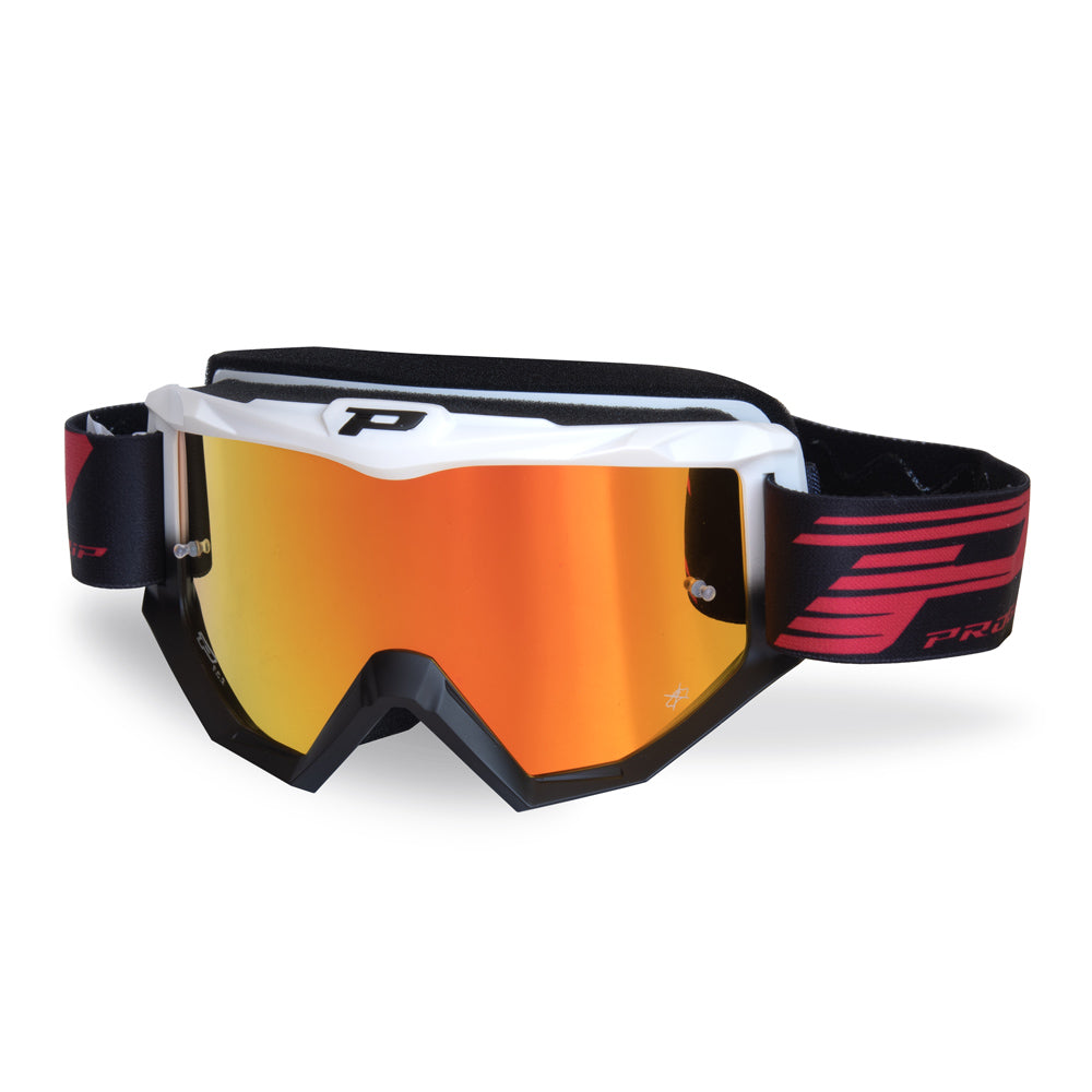 PRO GRIP ATZAKI TEAR OFF GOGGLE WHITE/BLACK MIRRORED LENS  BLACK