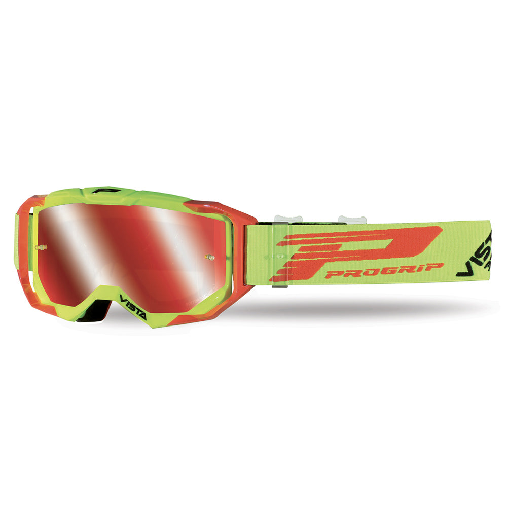 PRO GRIP VISTA TEAR OFF GOGGLE FLO YELLOW/RED MIRRORED LENS  YELLOW