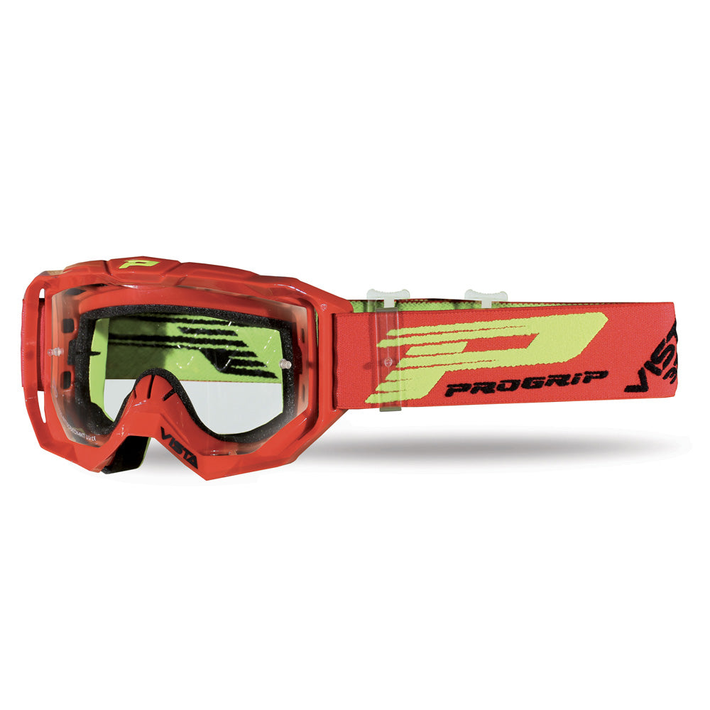 PRO GRIP VISTA TEAR OFF GOGGLE RED CLEAR LENS  RED