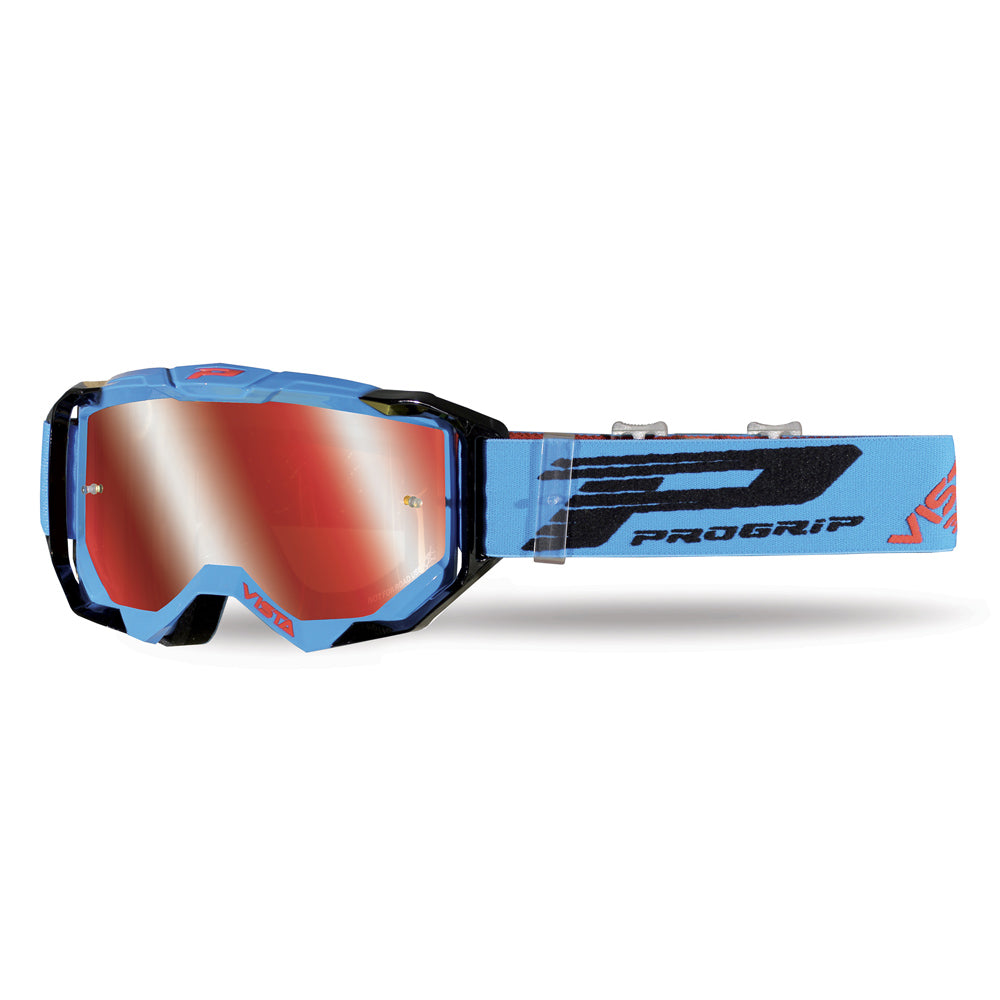 PRO GRIP VISTA TEAR OFF GOGGLE TURQUOISE/BLACK MIRRORED LENS  BLUE