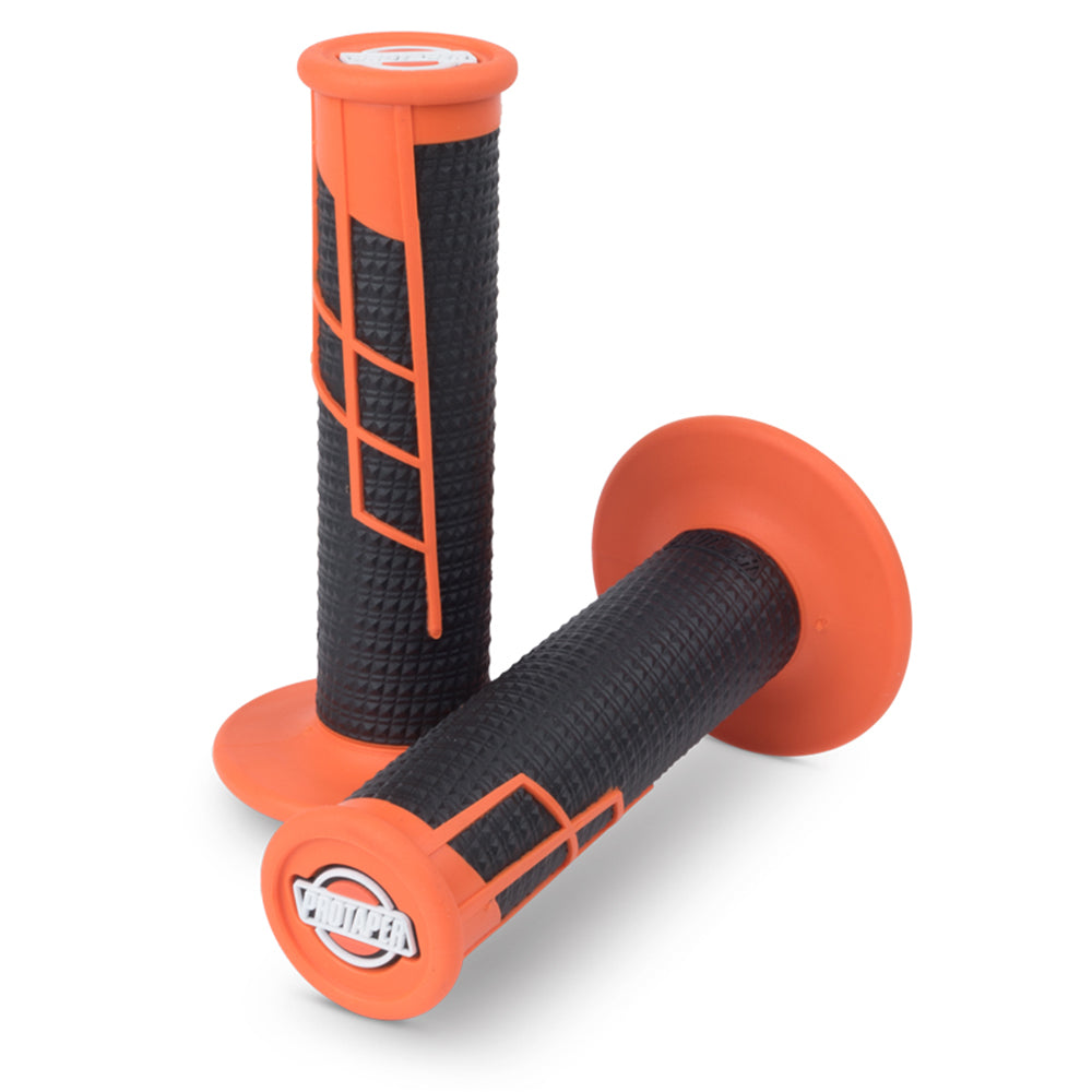 PROTAPER HANDLEBAR GRIP CLAMP ON HALF WAFFLE ORANGE/BLACK  ORANGE
