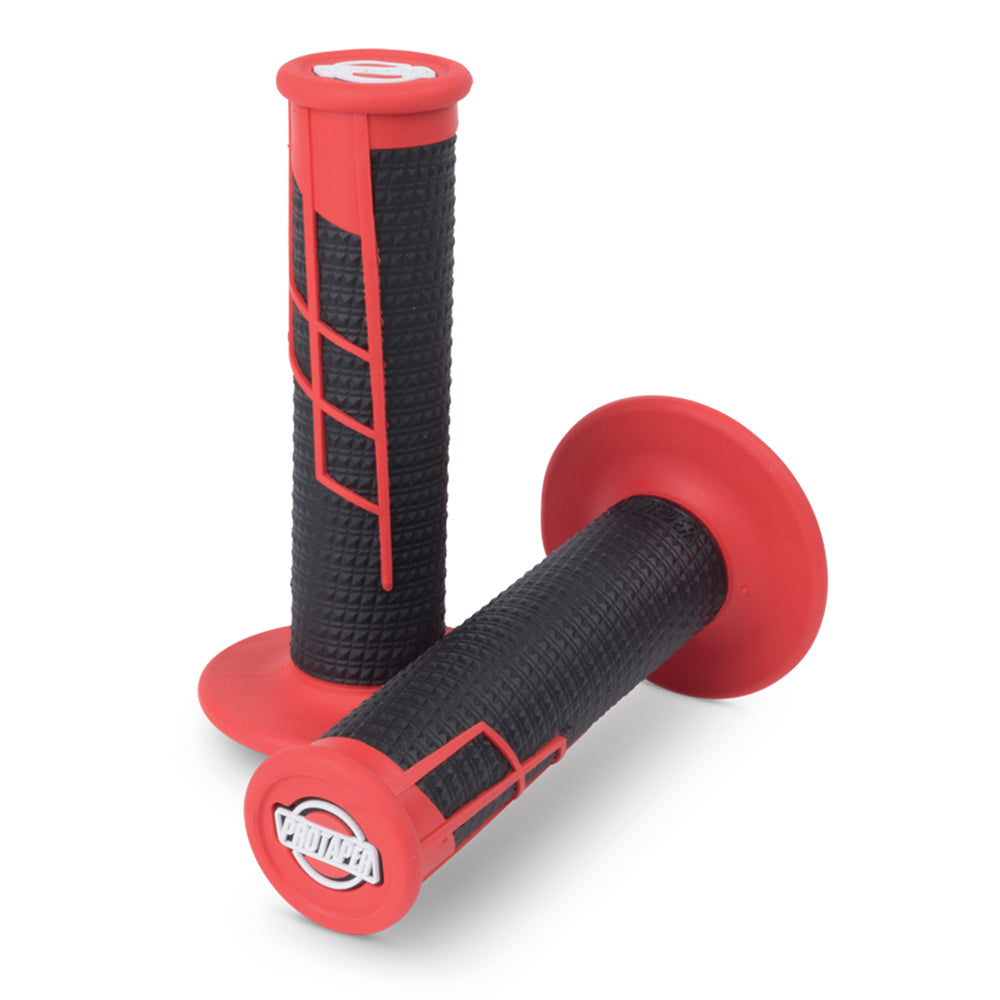 PROTAPER HANDLEBAR GRIP CLAMP ON HALF WAFFLE RED/BLACK  RED