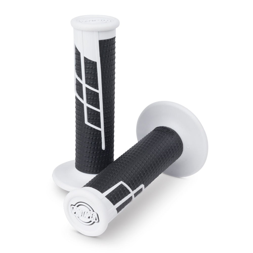 PROTAPER HANDLEBAR GRIP CLAMP ON HALF WAFFLE WHITE/BLACK  WHITE
