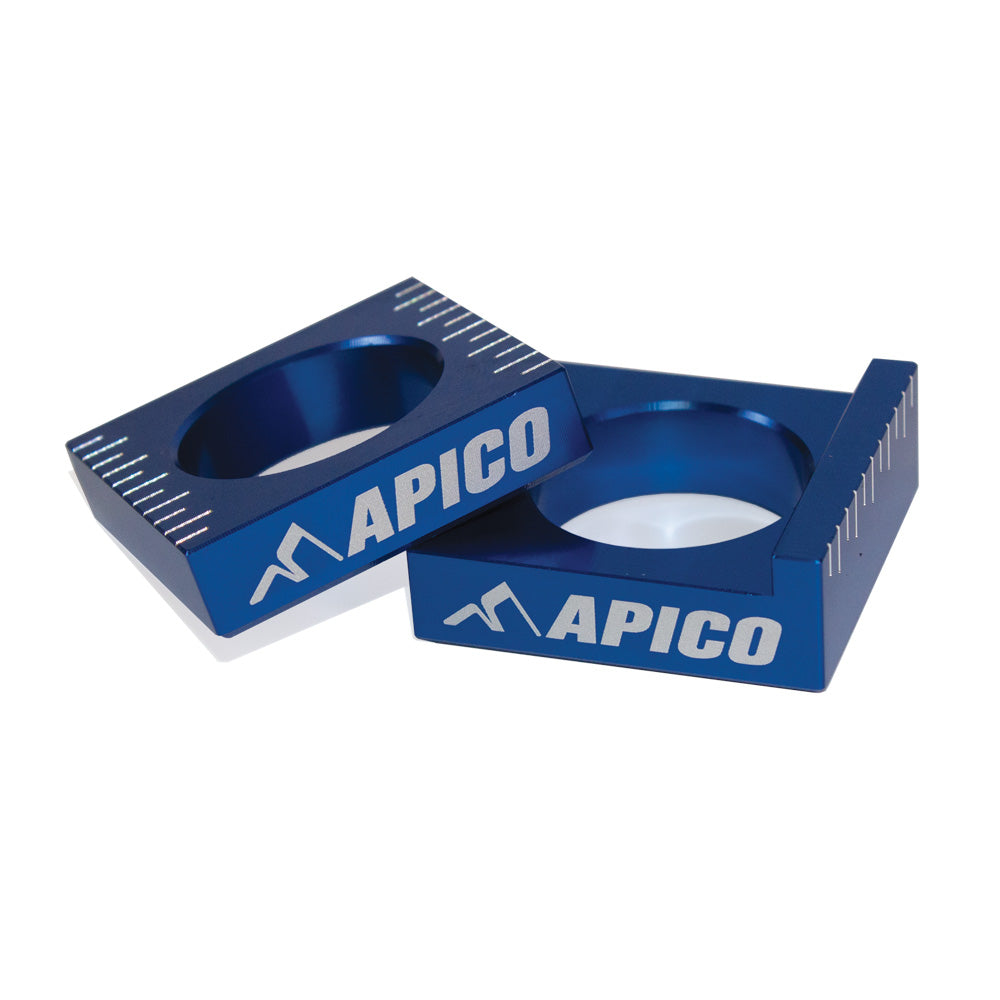 Apico Rear Axle Block YAM/FAN YZ250F/450F 14-25, YZFX/WRF250 2025, YZFX/WRF450 24-25, Xx/Xxf 21-25 Blue