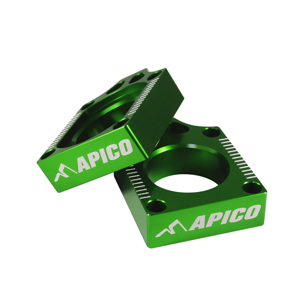 APICO REAR AXLE BLOCK KAWASAKI KX125-250 03-08, KX250F/450F 04-25, KX250XC/450XC 21-25 GREEN