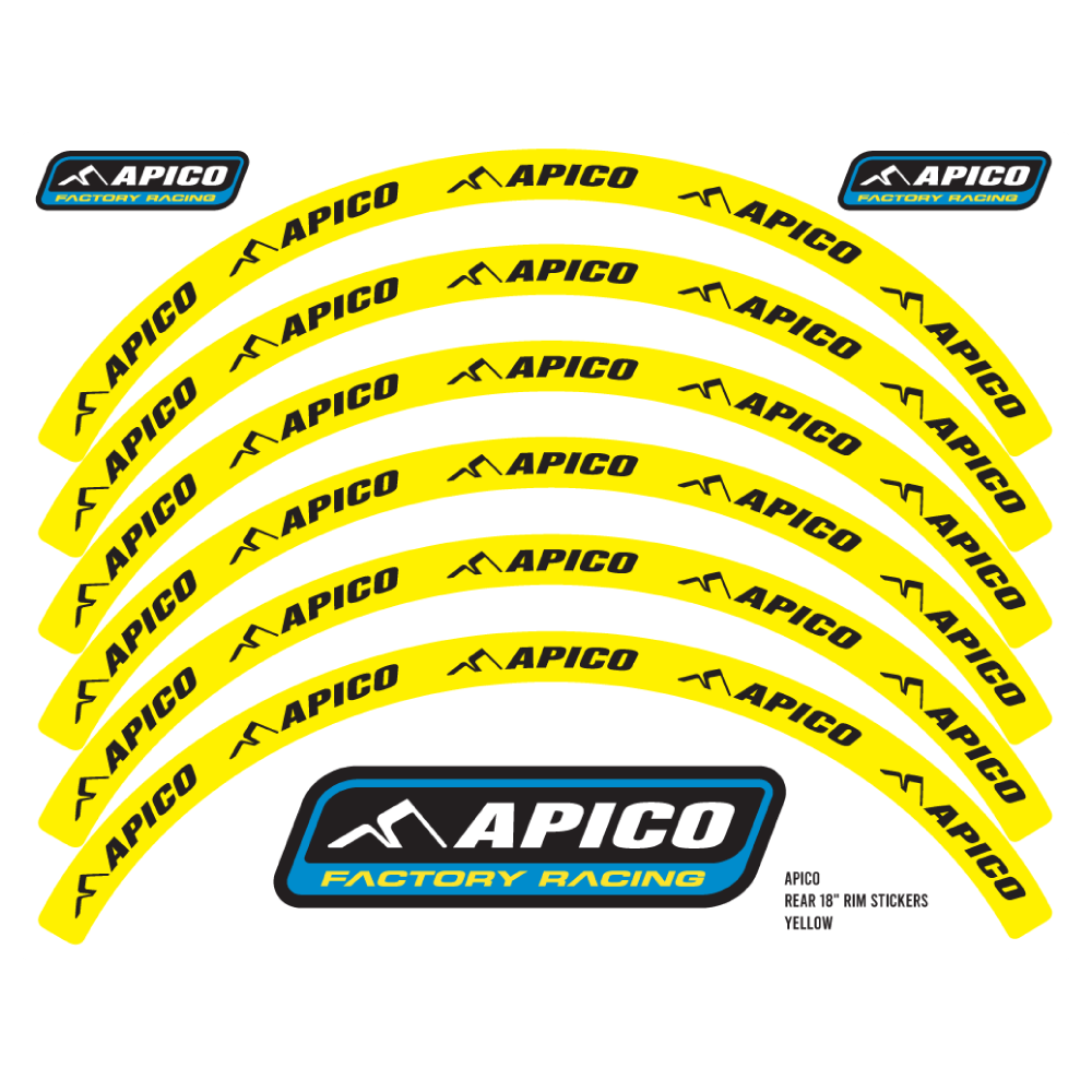 APICO RIM STICKER KIT 21" FRONT & 18" REAR YELLOW/BLACK