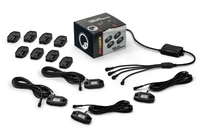 SuperATV Rgb Rock Light Under Glow Kit 4 Leds Flat Mounted