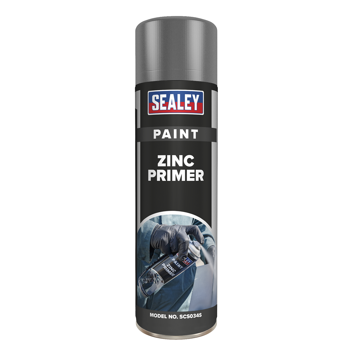 SEALEY Grey Zinc Primer Spray Paint Acrylic Anti Rust SCS034S 500ml