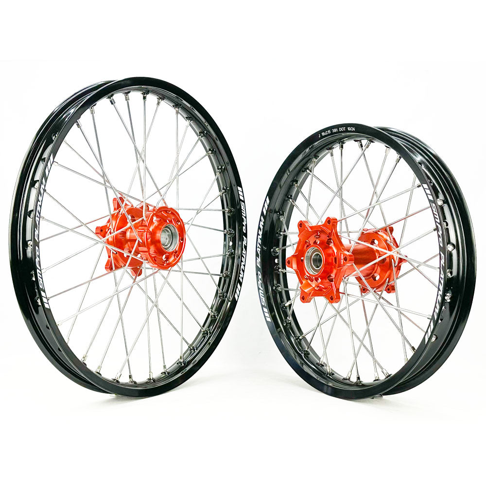  SM PRO PLATINUM WHEEL SET KTM SX/SXF 03-12 ORANGE HUB BLACK RIM  Orange 