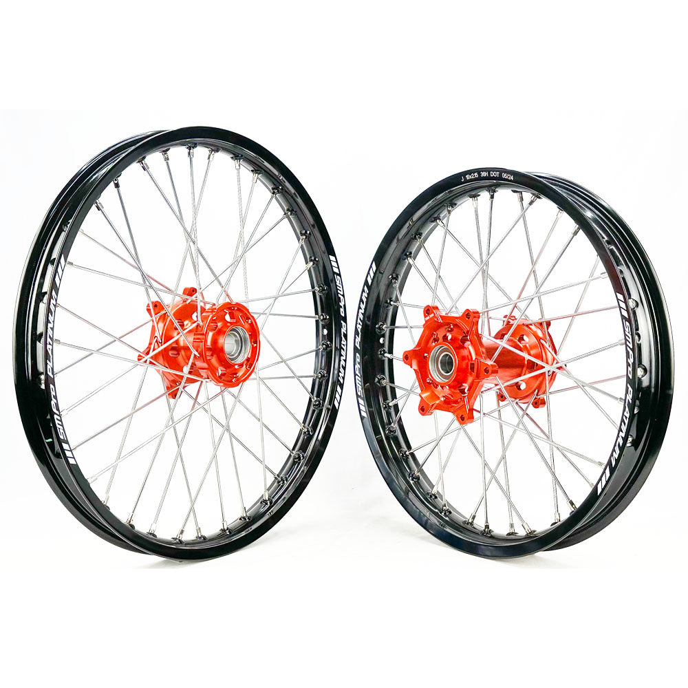  SM PRO PLATINUM WHEEL SET KTM SX50 2015- SMALL WHEEL ORANGE HUB BLACK RIM  Orange 