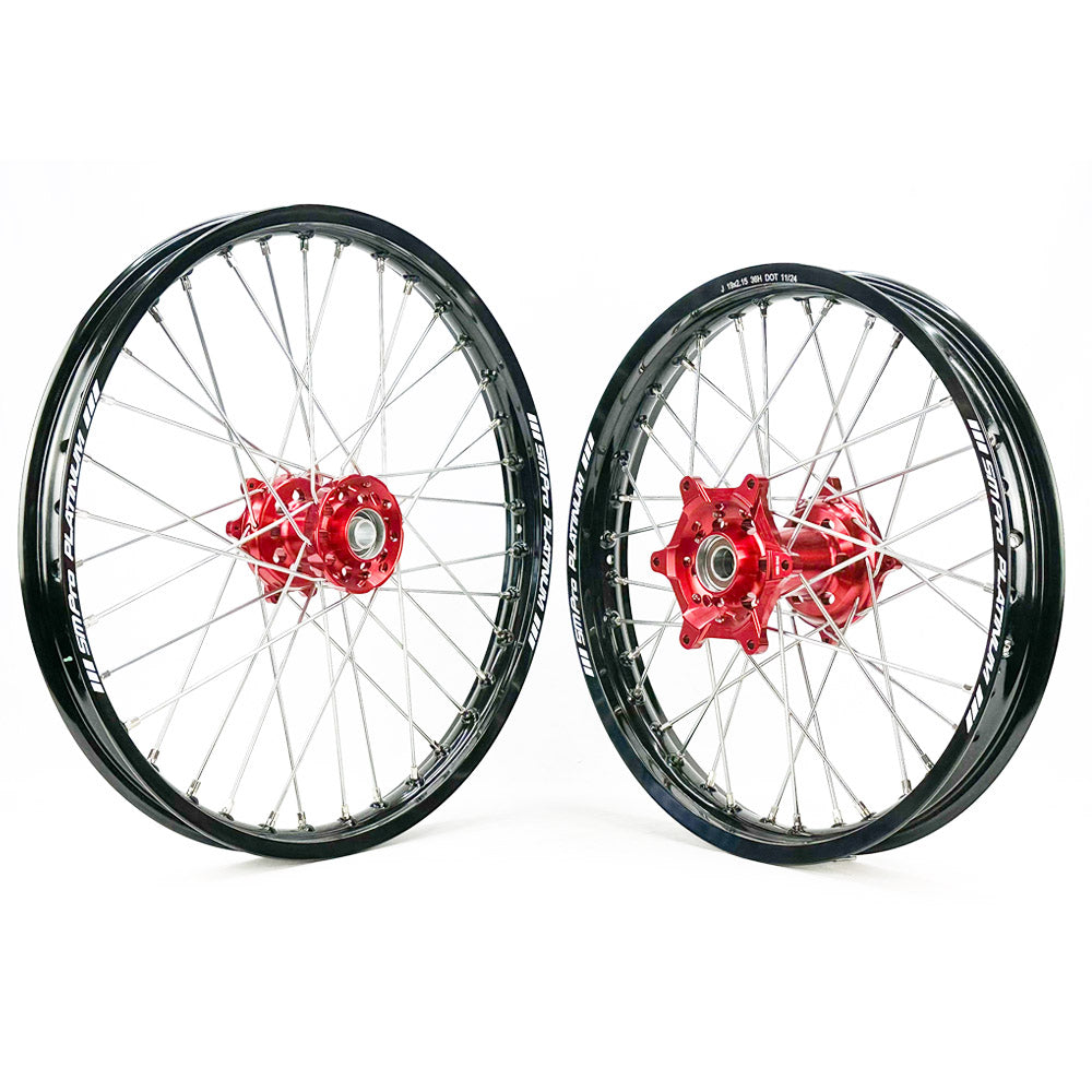  SM PRO PLATINUM WHEEL SET HONDA CRF250 14-25, CRF450 13-25 RED HUB BLACK RIM  Red 