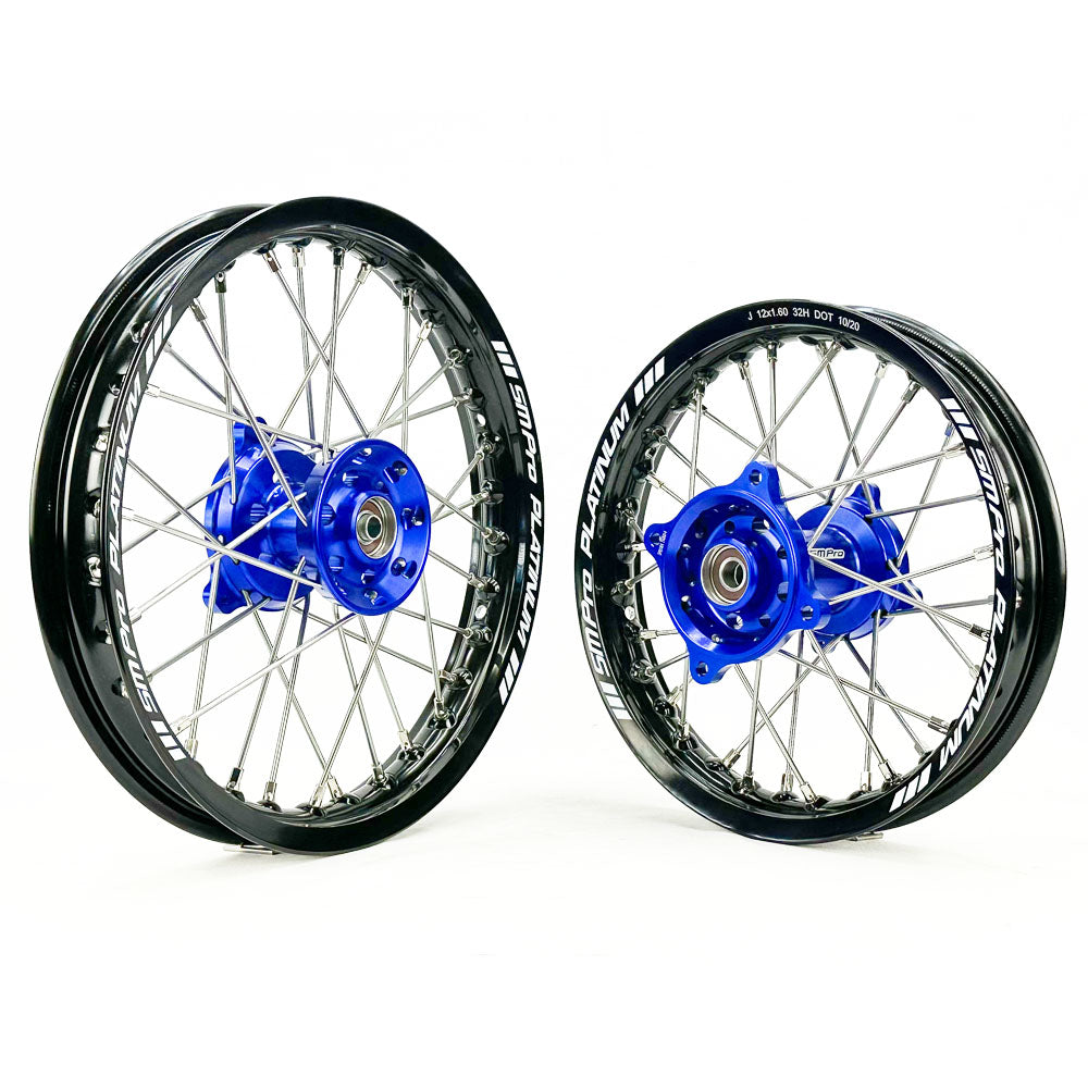  SM PRO PLATINUM WHEEL SET YAMAHA YZ85 02- SMALL WHEEL BLUE HUB BLACK RIM  Blue 