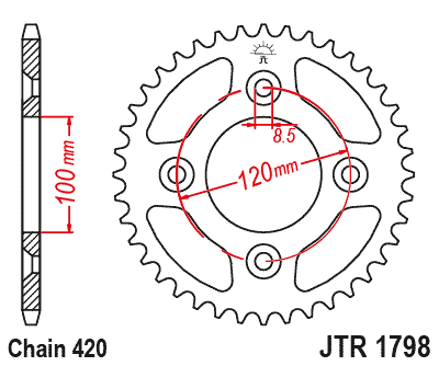 JT Rear Sprocket Steel Jta1798.47blk Yamaha YZ 65 18-24