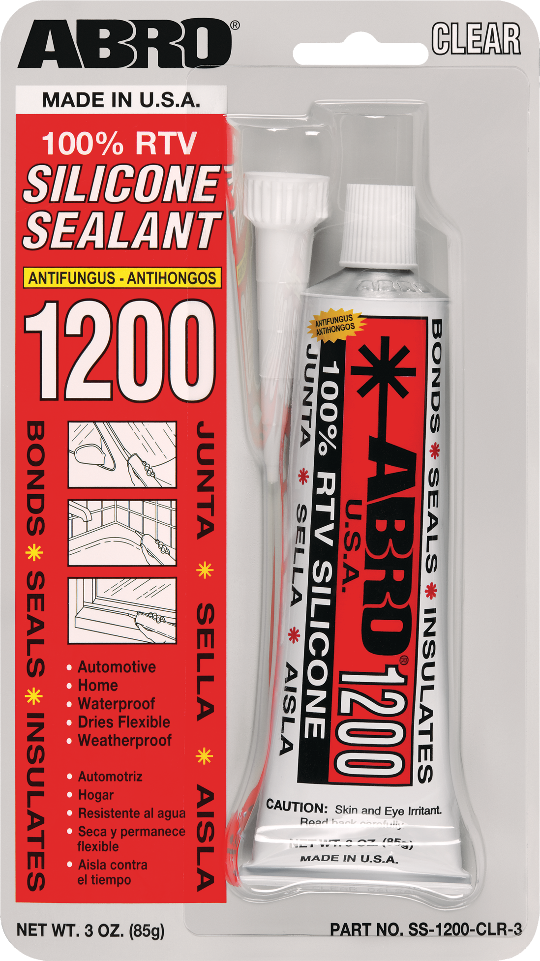 ABRO Rtv Silicone Gasket Sealant Clear 85g Ss-1200