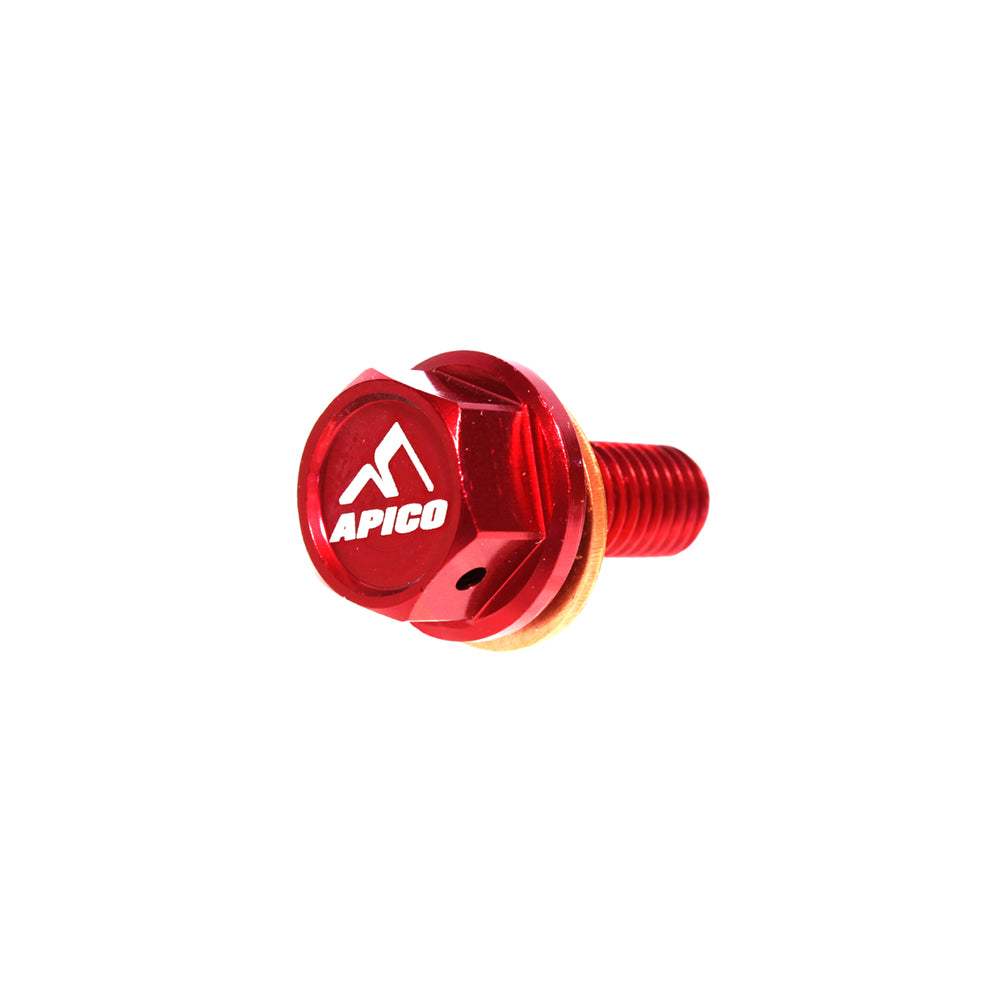 Apico Magnetic Sump Drain Bolt M8 X 20MM X 1.25 Honda CRF250R 10-17, CRF450R 09-16, RM-Z250/450 >25 Red (R)