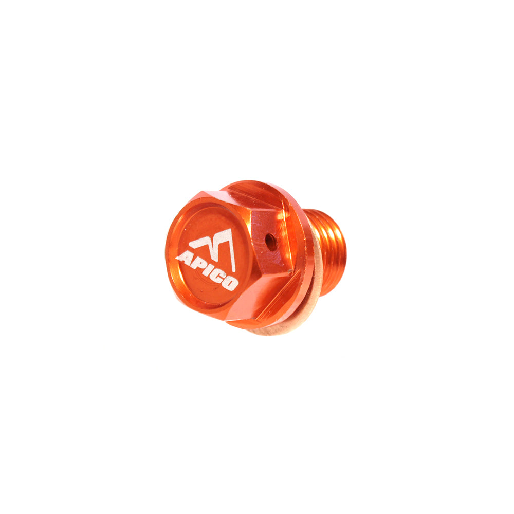 Apico Magnetic Sump Drain Bolt M12 X 12MM X 1.5 KTM/HQV/GAS SX/SX-F/EXC/EXC-F/TC/TE/FC/FE/MC/EC All Orange