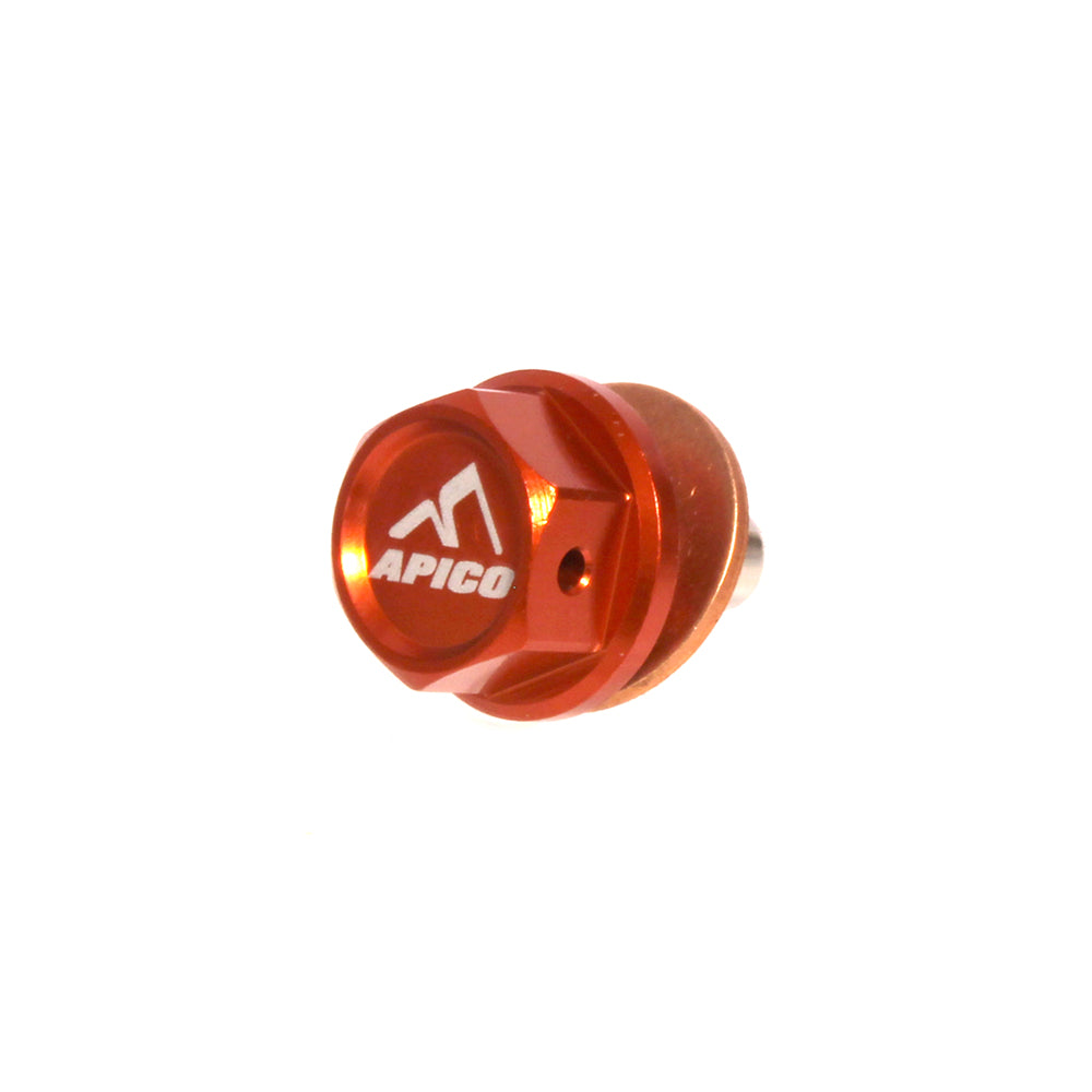 Apico Magnetic Sump Drain Bolt M10 X 10MM X 1.5 KTM/HUSKY SX50 02-08, SX65 03-08, SX/TC85 03-17 Orange