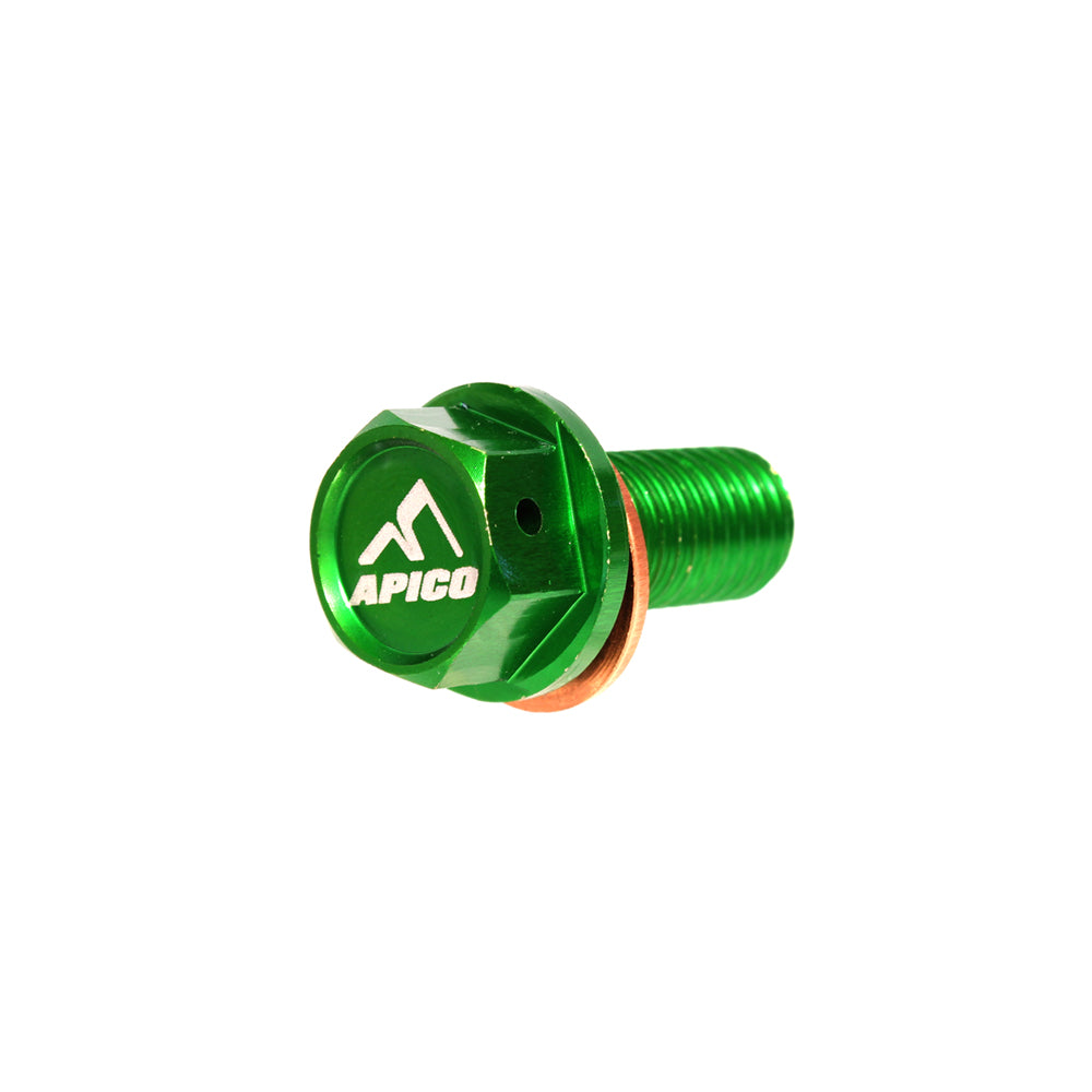 Apico Magnetic Sump Drain Bolt M10 X 22MM X 1.5 Kawasaki  KX450F 06-15, KLX450R 08-15 Green