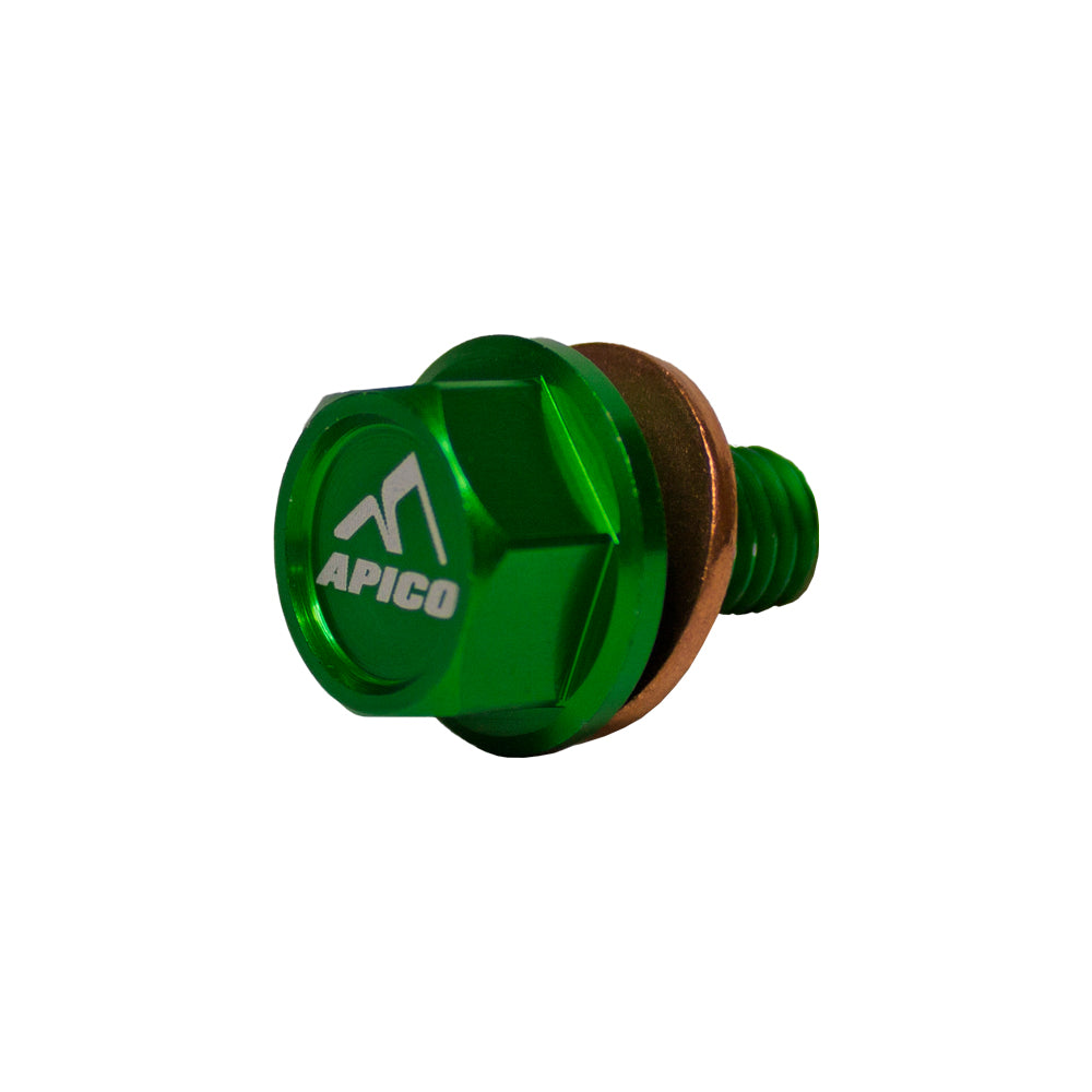 APICO MAGNETIC SUMP DRAIN BOLT M8 X 16MM X 1.25 KAW KX250F 21-25, KX450F 19-25, KX250XC/450XC 21-25 GN (R)