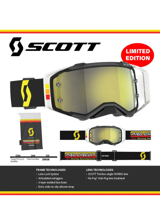 Pro Circuit Scott Prospect MX Goggle - Chrome Works Lens & Bonus Clear Lens
