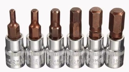FIR 6pcs 1/4 Inch S2 Drive Hex Bit Sockets Set H3 H4 H5 H6 H7 H8
