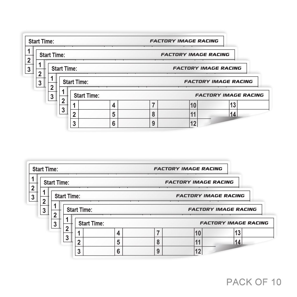 FIR CROSS BAR PAD ENDURO TIME CARD STICKER LAMINATED REUSABLE PACK OF 10