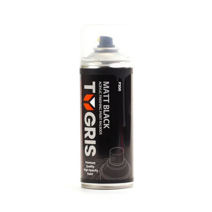 TYGRIS Tygris Matt Black Aerosol Spray Paint 400ml Acrylic Ral9005