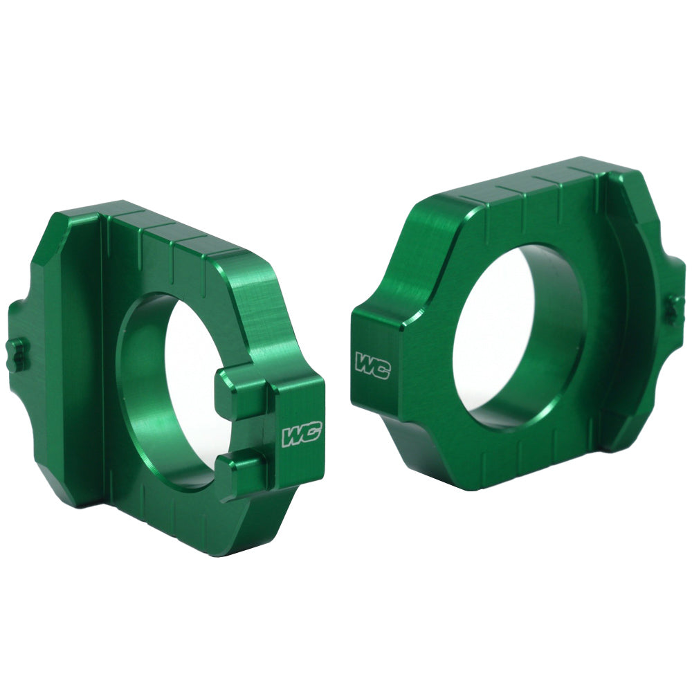 Works Connection AXLE BLOCK KIT ELITE KAWASAKI/SUZUKI KX125 03-05, KX250 03-07, KX250F 04-25, KX450F 06-25, RMZ 250/450 04-25 GREEN  Green 