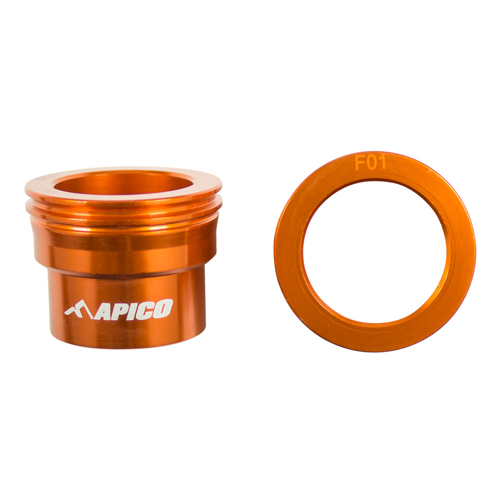 APICO FRONT WHEEL SPACER KTM SX/SX-F 125-450 03-14, EXC/EXC-F 125-500 03-15, ORANGE (R)