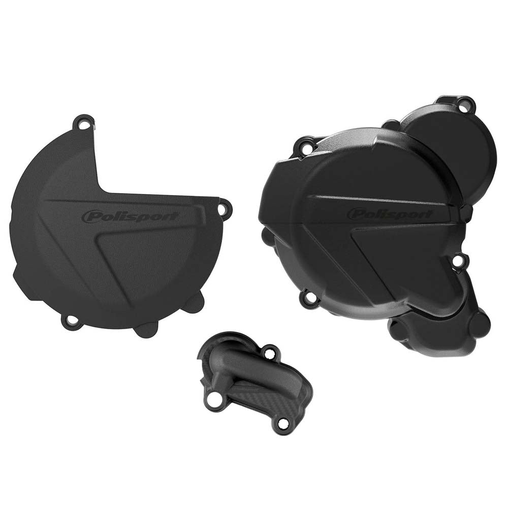 POLISPORT CLUTCH & IGNITION COVER PROTECTOR KTM/HQV EXC250-300 17-23, TE250-300 17-23 BLACK  BLACK
