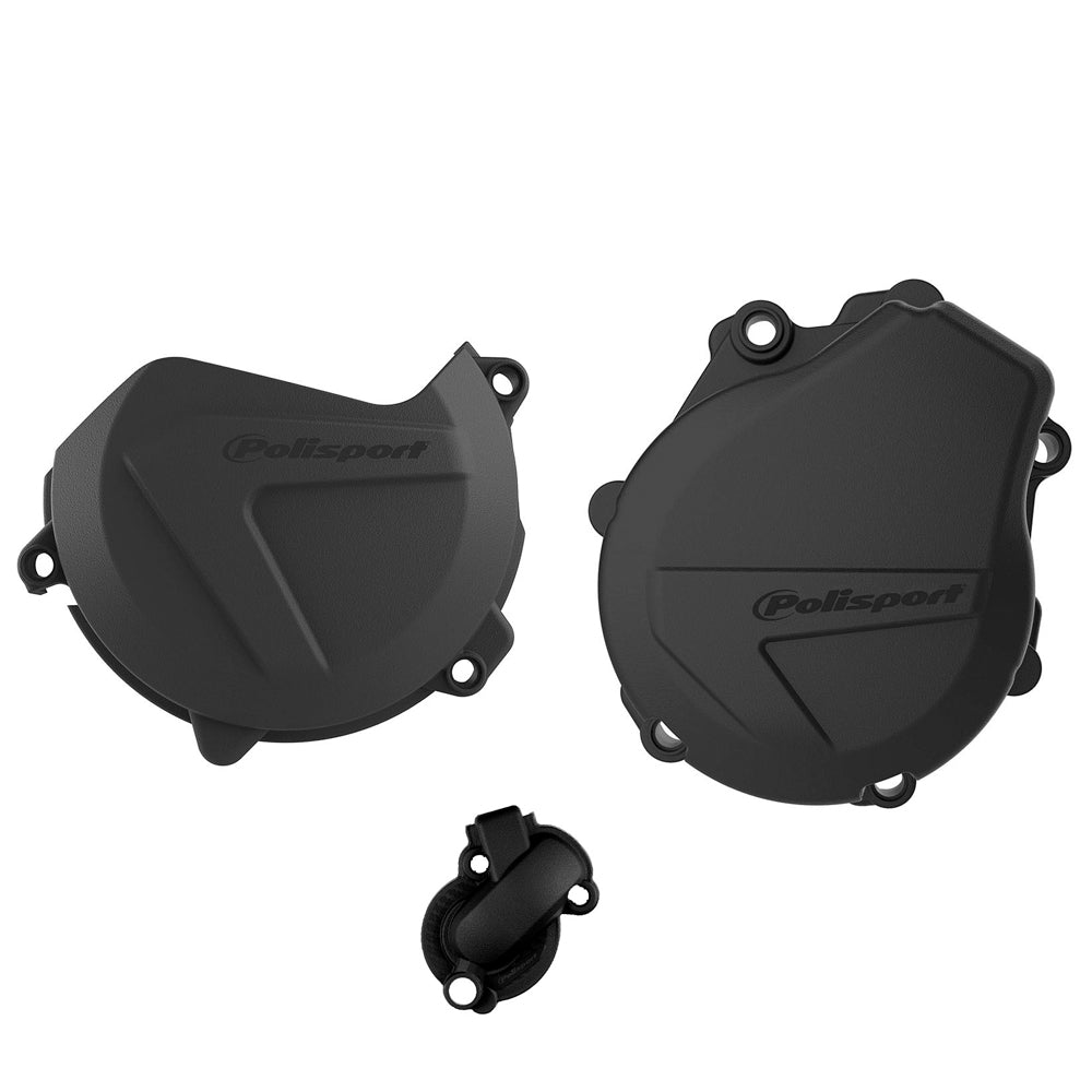 POLISPORT CLUTCH & IGNITION COVER PROTECTOR KTM/HQV EXC-F450-500 17-23, FE450-501 17-23  BLACK