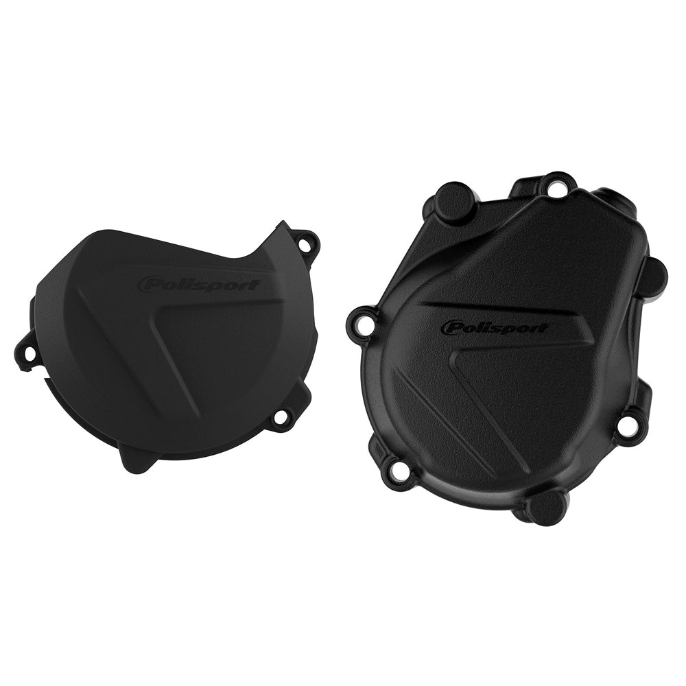 POLISPORT CLUTCH & IGNITION COVER PROTECTOR KTM SXF450 16-22, FC/FX450 16-22 BLACK  BLACK