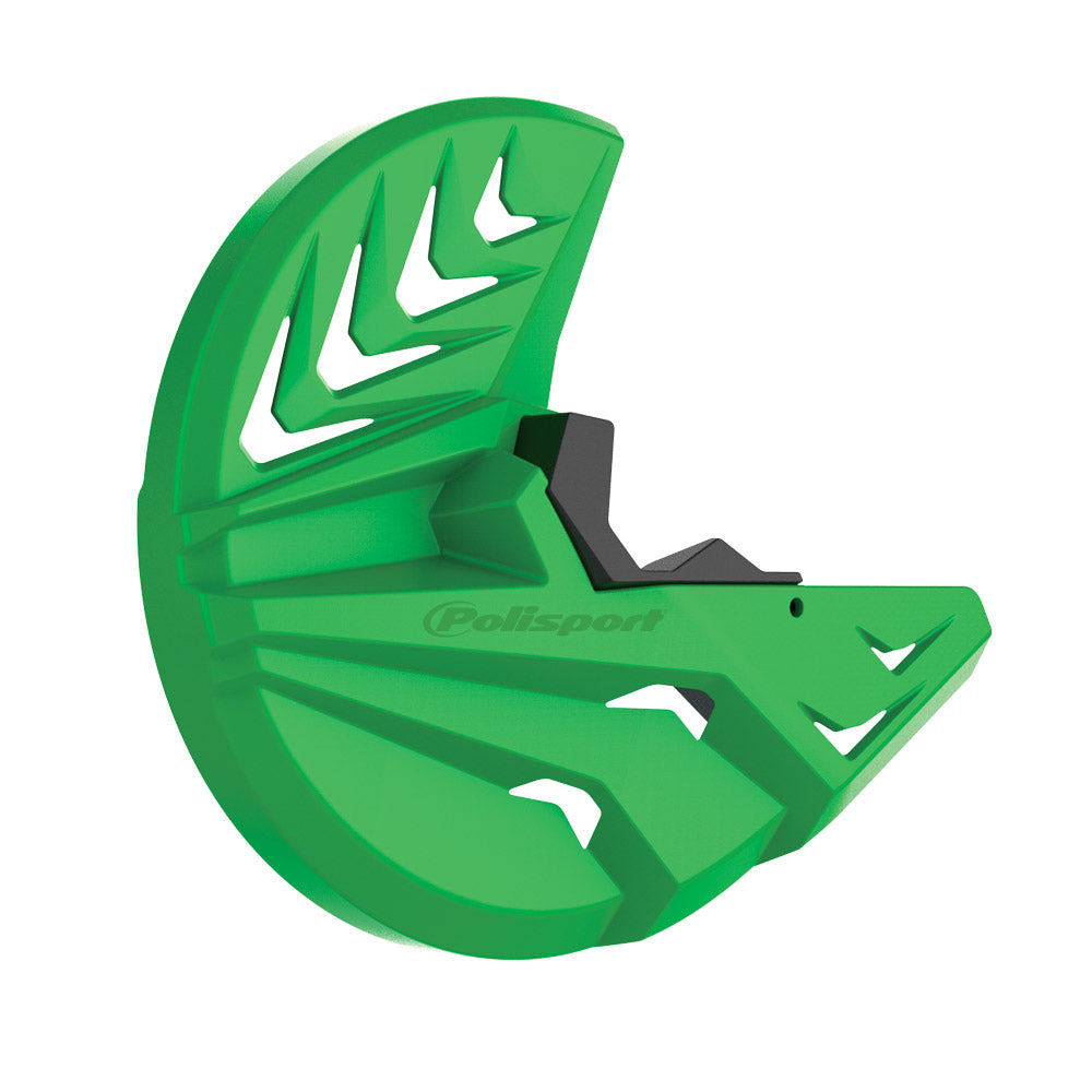 POLISPORT FRONT DISC + BOTTOM FORK PROTECTOR KAWASAKI KX250F 21-25, KX450F 19-25  GREEN