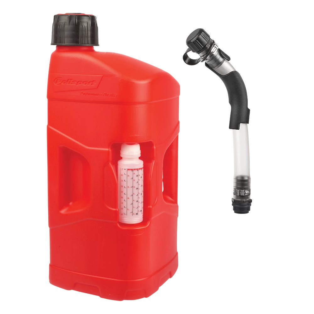 POLISPORT PRO-OCTANE FUEL CAN + FILL HOSE 20L (250ML OIL MIXER)  RED