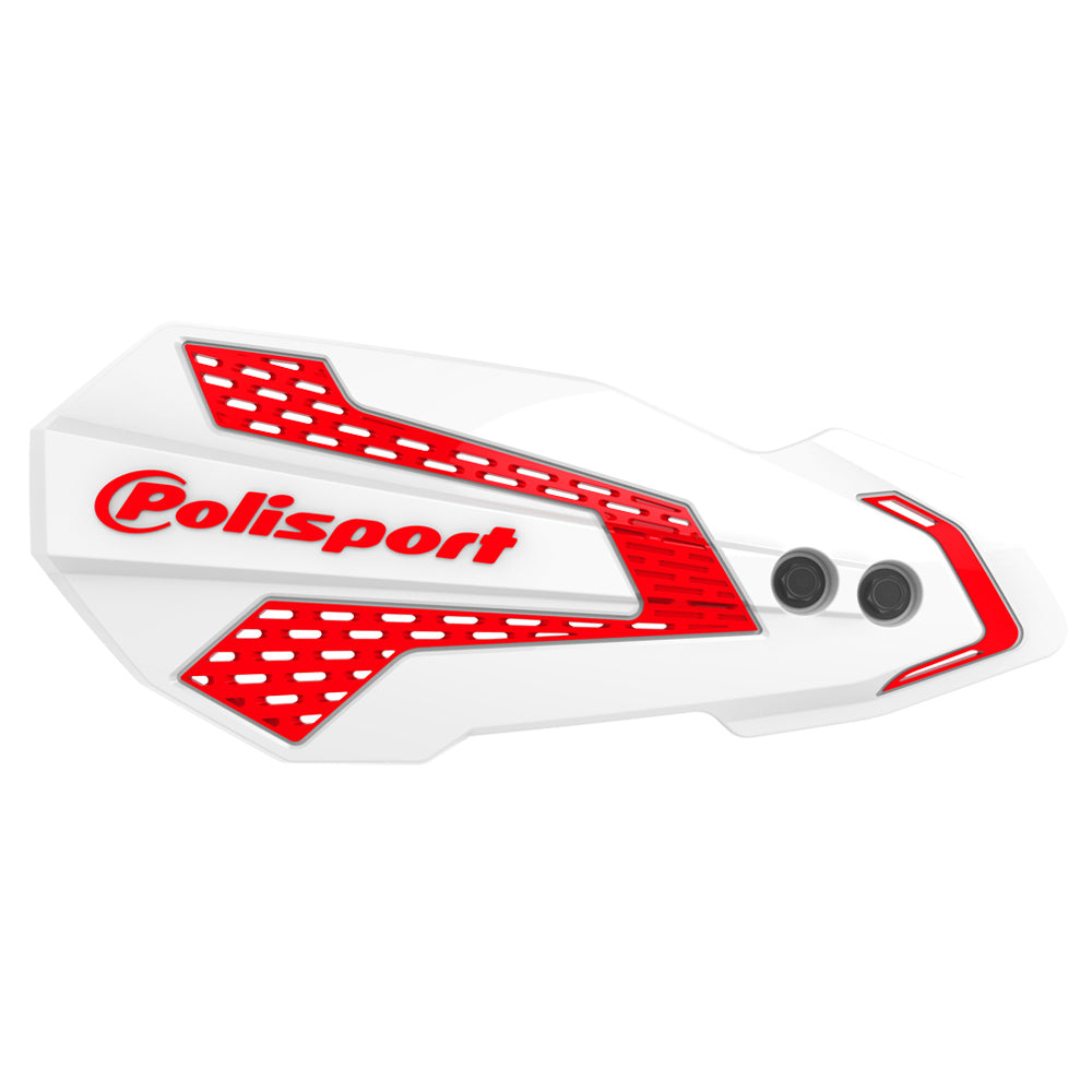 POLISPORT HAND GUARD MX FLOW INC BAR & LEVER MOUNT GAS/HQV MC/MC-F 24-25,  EC/EC-F 21-25, TE/FE 22-24  WHITE/RED  RED