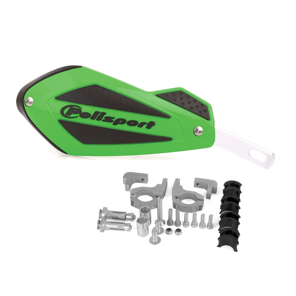 POLISPORT HAND GUARD SHIELD INCLUDING MOUNTING KIT GREEN  GREEN