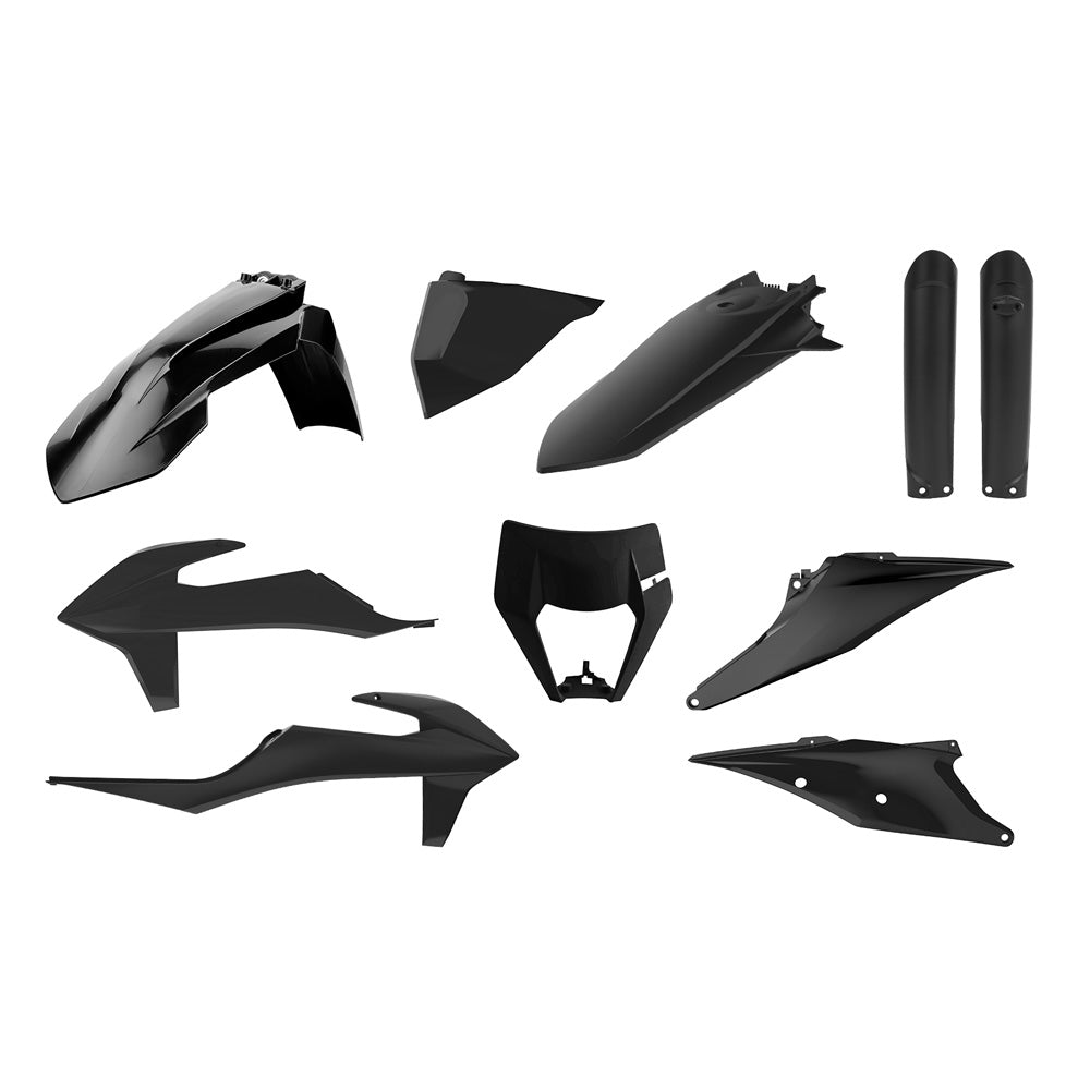 POLISPORT BOX KIT ENDURO INC FORK GUARDS & HEADLIGHT MASK KTM EXC/EXC-F 20-23 BLACK  BLACK